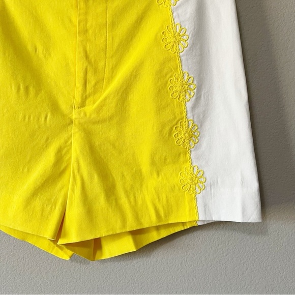 Anthropologie Maeve Surf City Linen Blend Embellished Shorts Yellow Size 6 - Picture 7 of 12